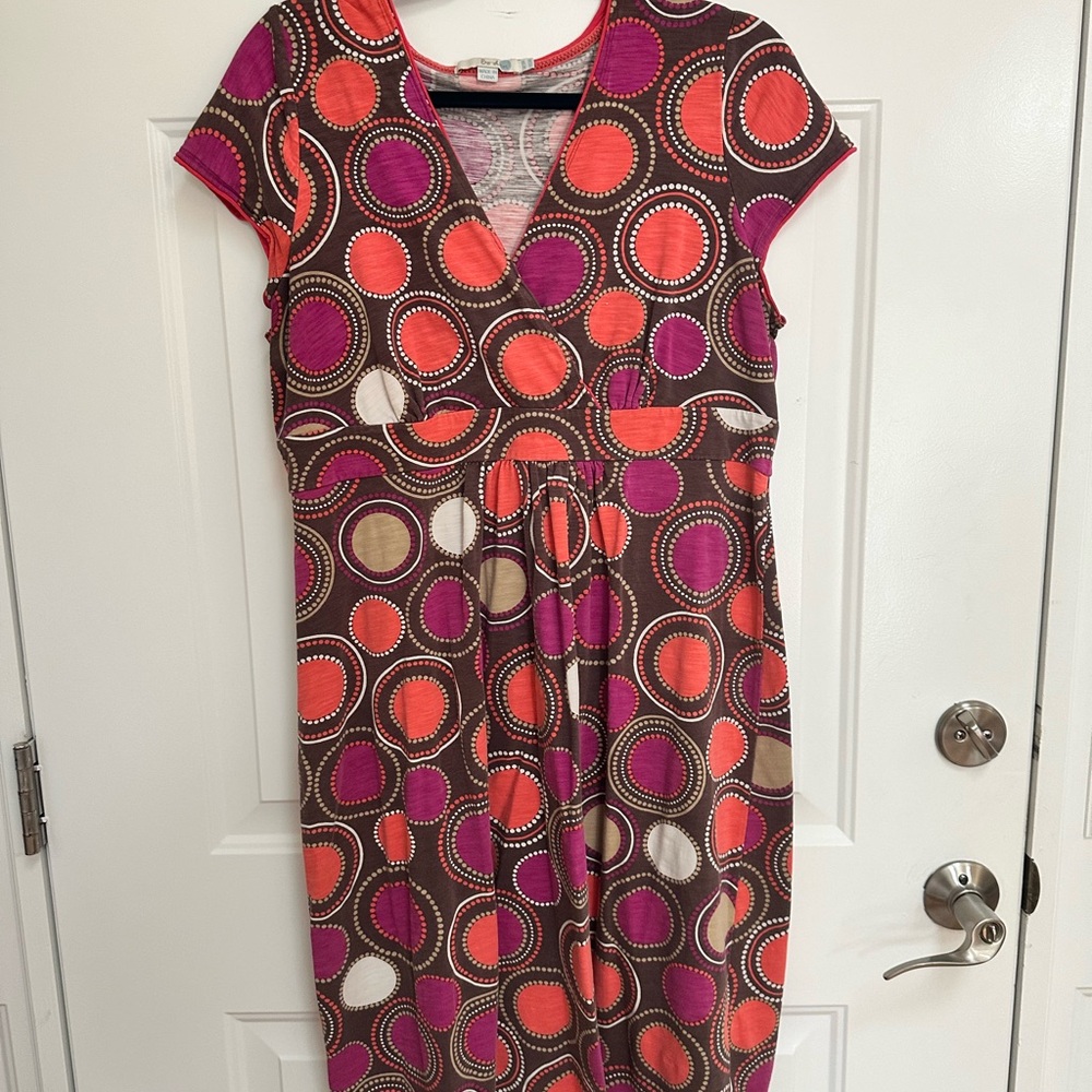 Boden Casual Jersey Elegant Midi Dress in Bright Print